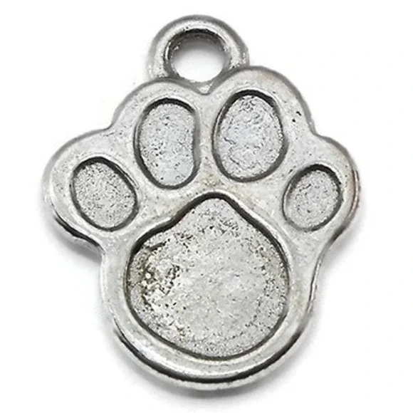 4pcs Paw Print Charms animal dog cat jewelry making supplies - Picture 1 of 2